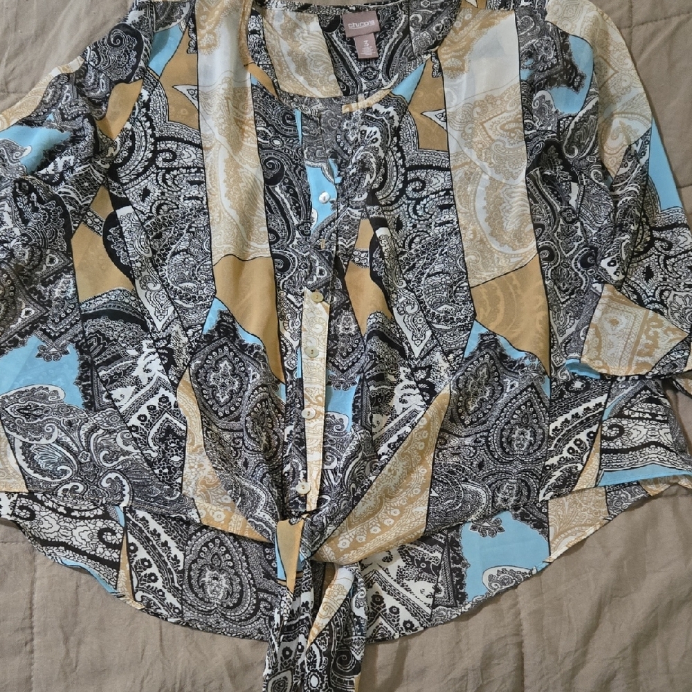 Chico Women's Multicolor Paisley Top - Picture 3 of 3